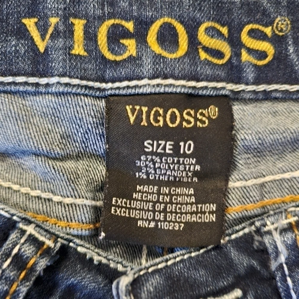 Vigoss The Jagger Skinny Ankle Sequin Design Dark Wash Jeans Size 10 (Girl)